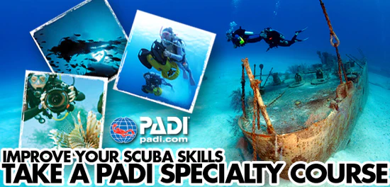A collage of scuba diving images with text.