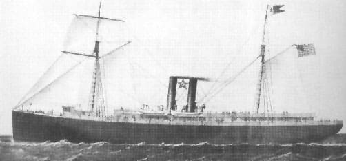 Historic steamship sailing on the ocean.