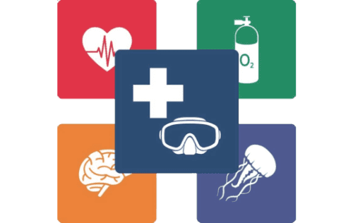 Medical icons: heart, oxygen, brain, jellyfish.